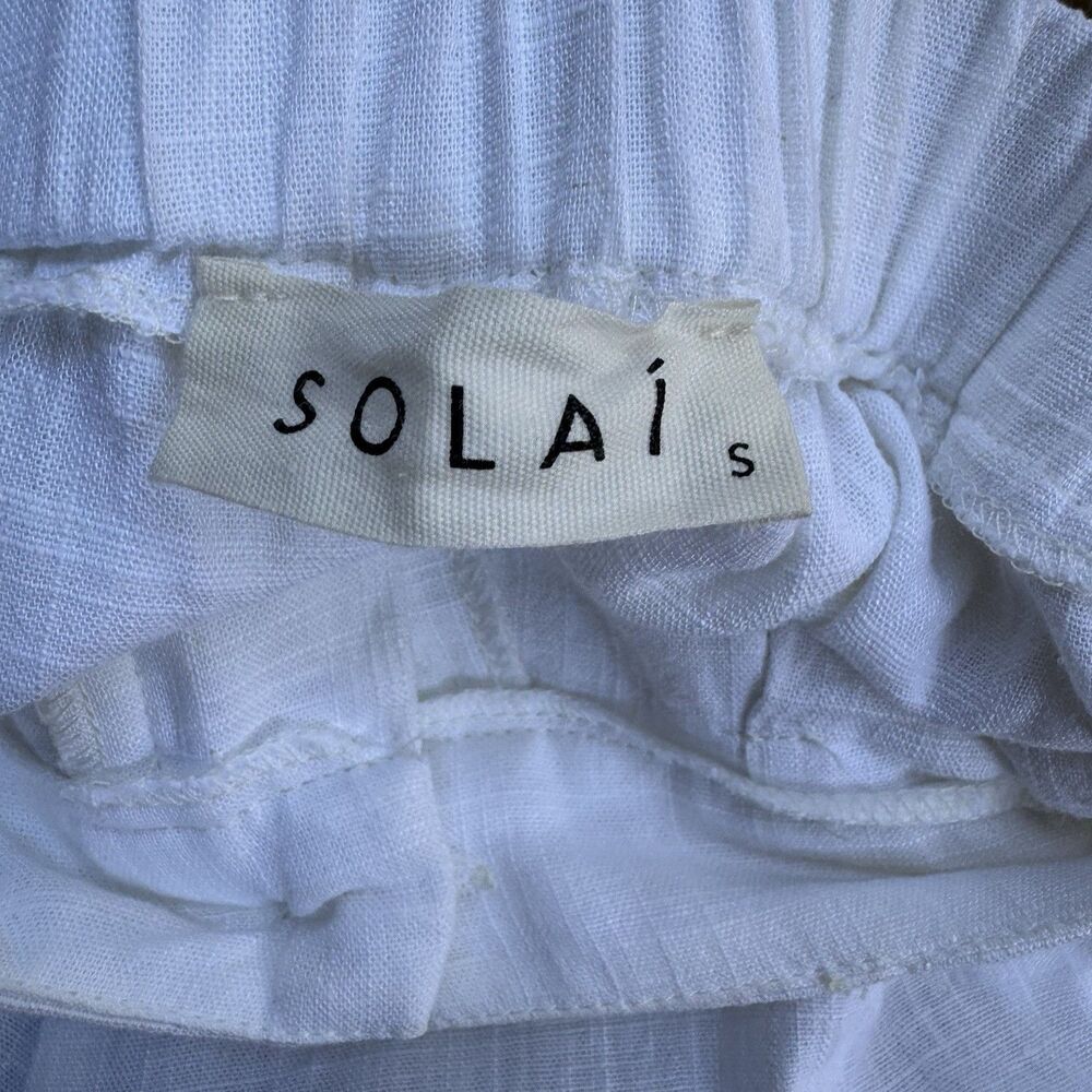 Solai  Linen/Polyester  Ivory White Pants Wide Leg Summer Beach Loose Fit Sz S - Picture 9 of 15
